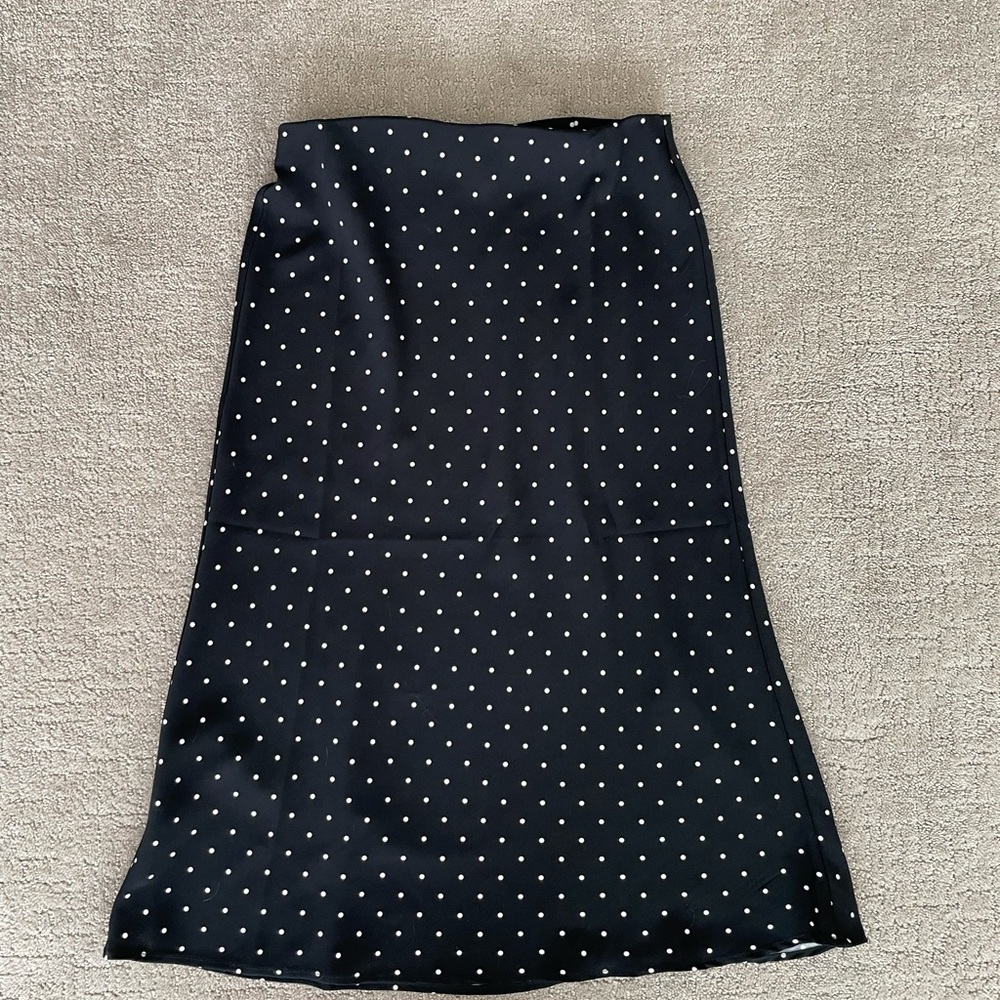 Rachel Zoe Black and White Polka Dot Midi Skirt